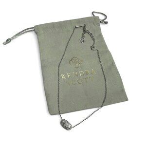 Kendra Scott Dollie Pendant & Silver-Tone Necklace w/ Original Velvet Pouch